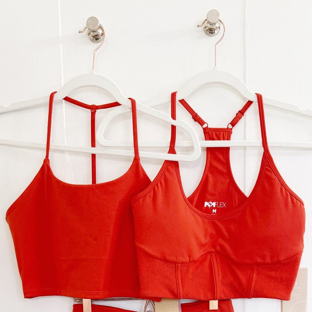 RARE POPFLEX CAYENNE CROP Plie Corset Crop Bralette and Flexy Crop Top NWT